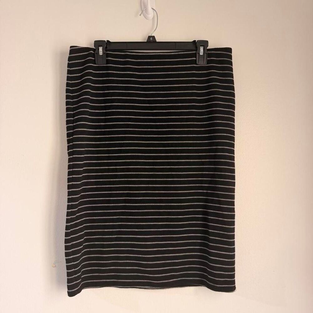 Vintage Mossimo Black & Grey Striped Ribbed Pencil Skirt - Size L